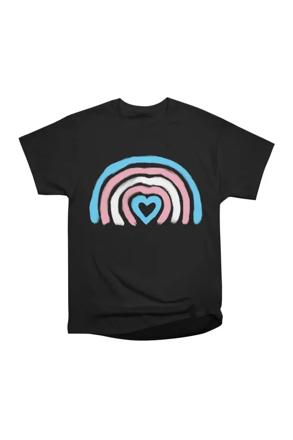 Trans Rainbow Heart T-Shirt Tee Gift For Him Merch For Her Apparel For Friend