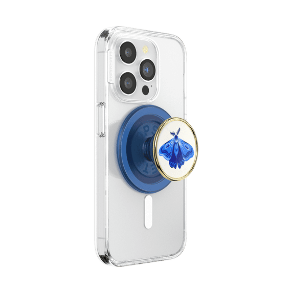 PopSockets Phone Grip for MagSafe, Magnetic Holder, Phone Stand, Blue - Enamel Gossamer