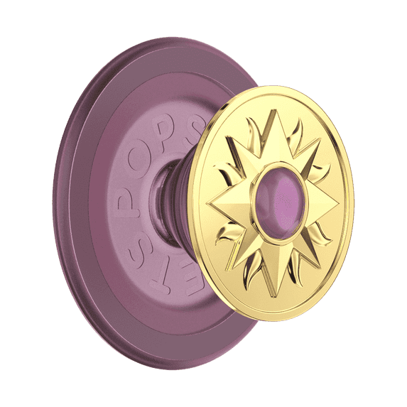 PopSockets Phone Grip for MagSafe, Magnetic Holder, Phone Stand, Gold - Enamel Sun Jewel Mauve