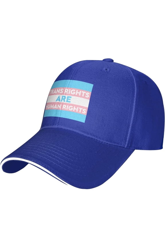 Trans Rights are Human Rights LGBT Baseball Cap Men Ponytail Hat Women Dad Hat Sun Hat Adjustable Trucker Hat Black