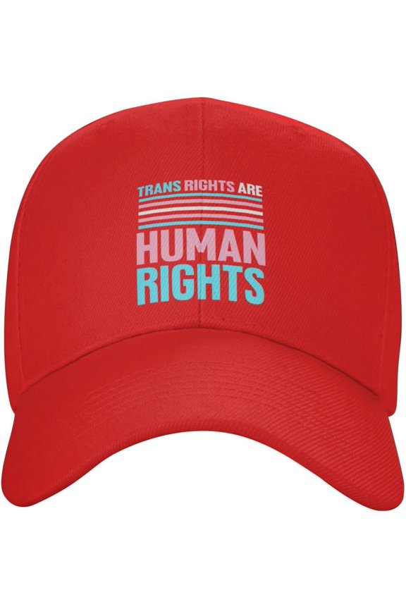 Trans Rights are Human Rights LGBT Gift Baseball Cap Women Trucker Hat Men Dad Hat Sun Hat Cowboy Hat Black