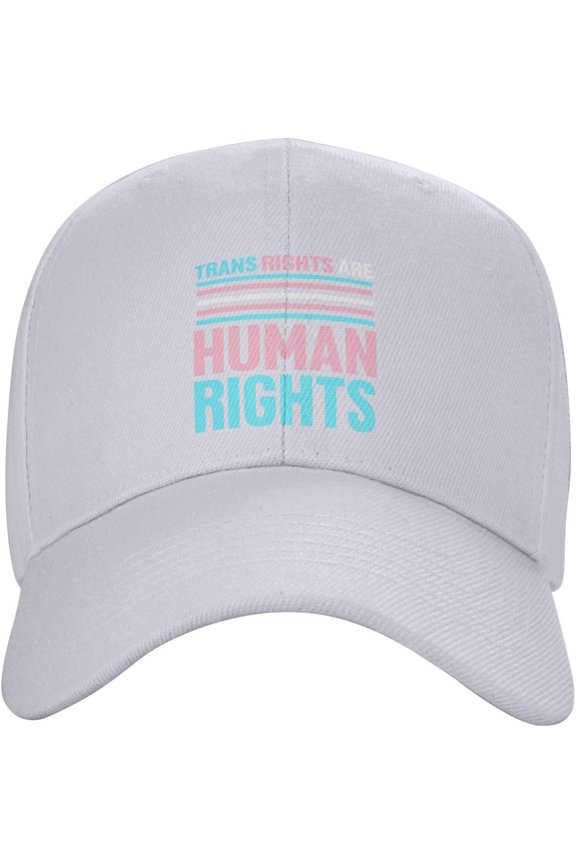 Trans Rights are Human Rights LGBT Gift Baseball Cap Women Trucker Hat Men Dad Hat Sun Hat Cowboy Hat Black