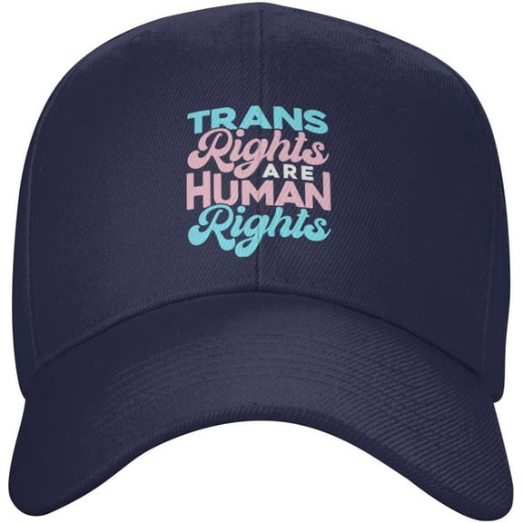 Trans Rights are Human Rights LGBT Gifts Baseball Cap Women Trucker Hat Men Dad Hat Sun Hat Cowboy Hat Black