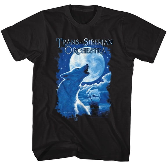 Trans Siberian Orchestra Night Ocean Wolf Black Adult T-Shirt