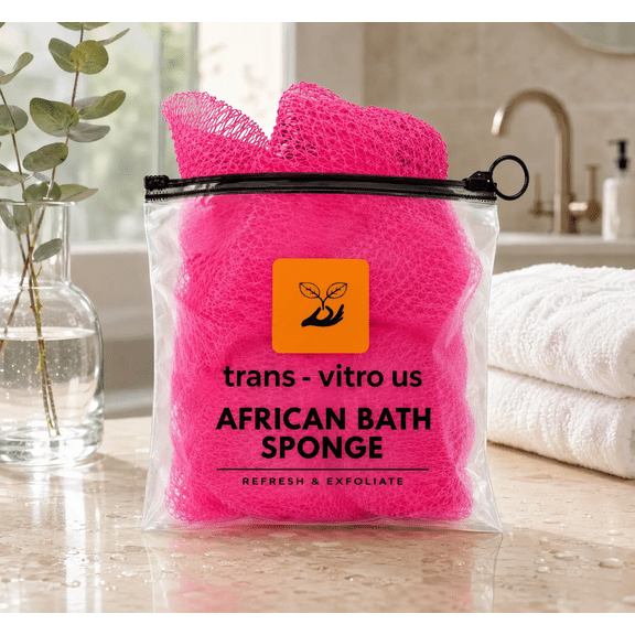 Trans-Vitro US African Exfoliating Bath Sponge - Long Body Scrubber & Bath Wash Net