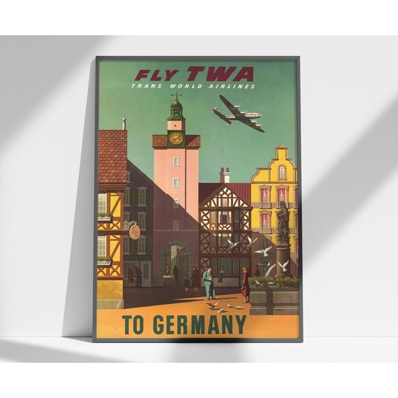 Trans World Airlines Germany Poster, Unframed Paper Poster 8x10in
