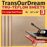 TransOurDream 3 PTFE Teflon Sheets Size XL16 x 24 for Heat Transfer Paper and Sublimation Paper and 6 Magnets for Holding Heat Press Reusable Heat Resistant Non stick