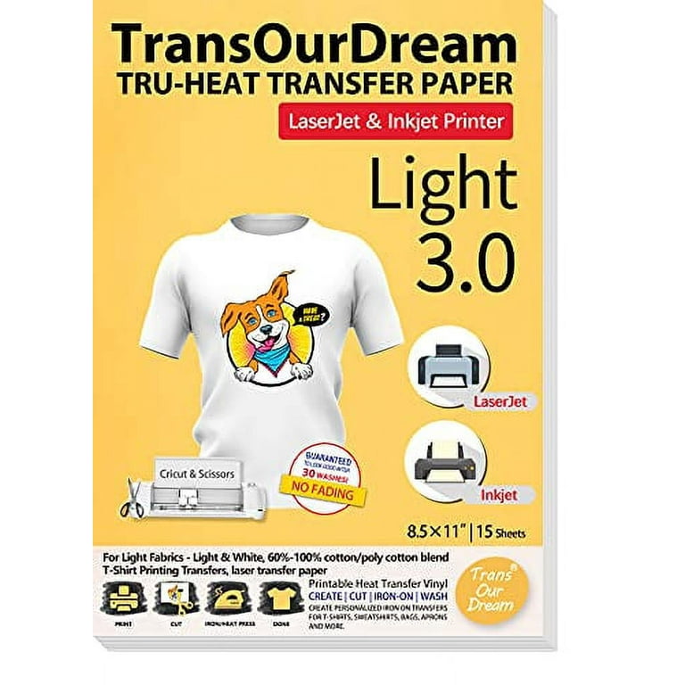 TransOurDream Light 3.0 - Upgraded Iron on Heat Transfer Paper for T Shirts  (5 Sheets, A4) Iron-on Transfers Paper for Light Fabric Printable Heat  Transfer Vinyl for Inkjet Printer Rs. 199 