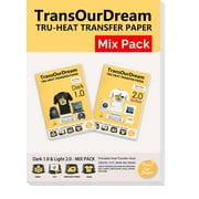 TransOurDream Printable Heat Transfer Paper for Dark and Light T Shirts 10+10+2 Sheets, 8.5x11, Mix Pack Iron on HTV Vinyl Transfers Paper for Inkjet Printers D1L2