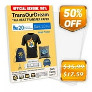 TransOurDream Transfer Paper for Dark Fabrics, Inkjet Printable, 8.5x11", 15 Iron on Heat Transfers Vinyl for T-Shirts