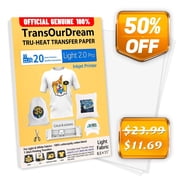 TransOurDream Transfer Paper for Light T-Shirts, 8.5x11, 15 Sheets Heat Transfer Printable HTV,&nbsp;Inkjet