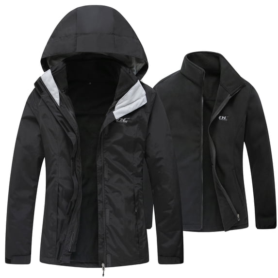 DC Diamond Candy Womens 3-in-1 Winter Jacket Waterproof Rain Coat with Hood Warm Fleece Ski Jackets