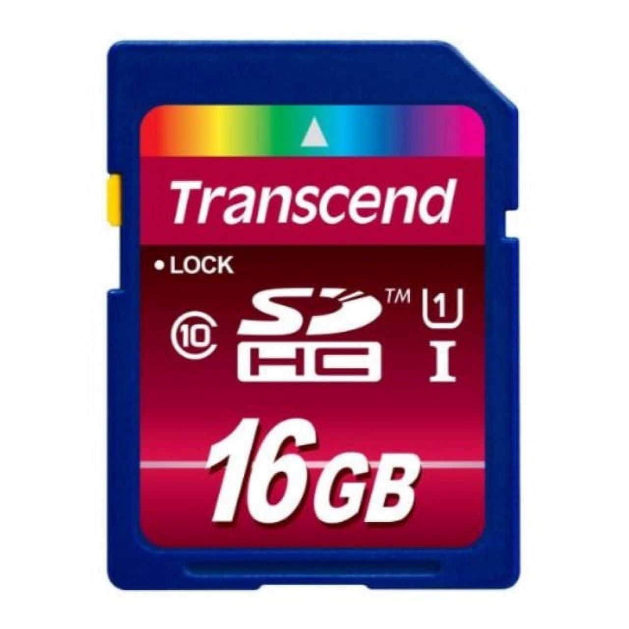 Transcend 16GB SDHC Class 10 UHS-1 Flash Memory Card Up to 90MB/s (TS16GSDHC10U1) - image 1 of 2