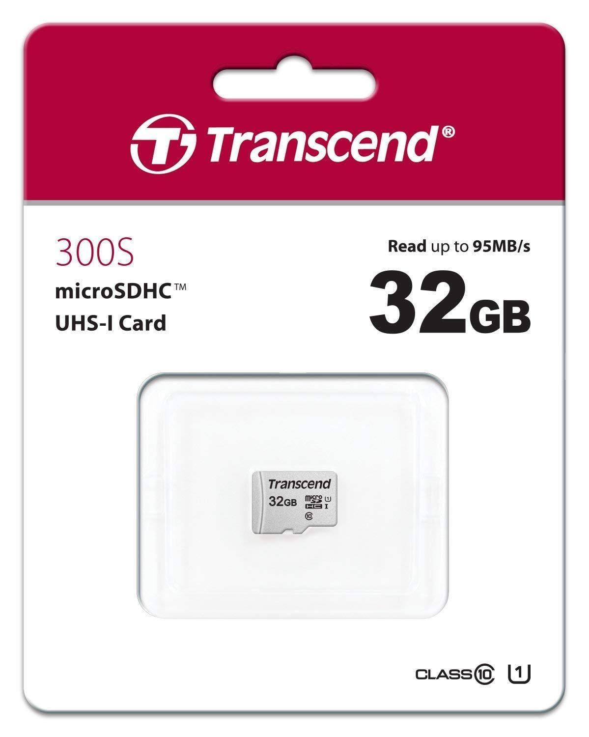 Transcend 32GB MicroSDHC 300s Class 10 UHS-1 Memory Card up to 95MB