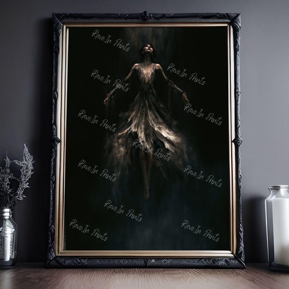 Transcendence Surreal Woman Print Dark Academia Decor Edgy Painting Gothic Eclectic Dark Art Weirdcore