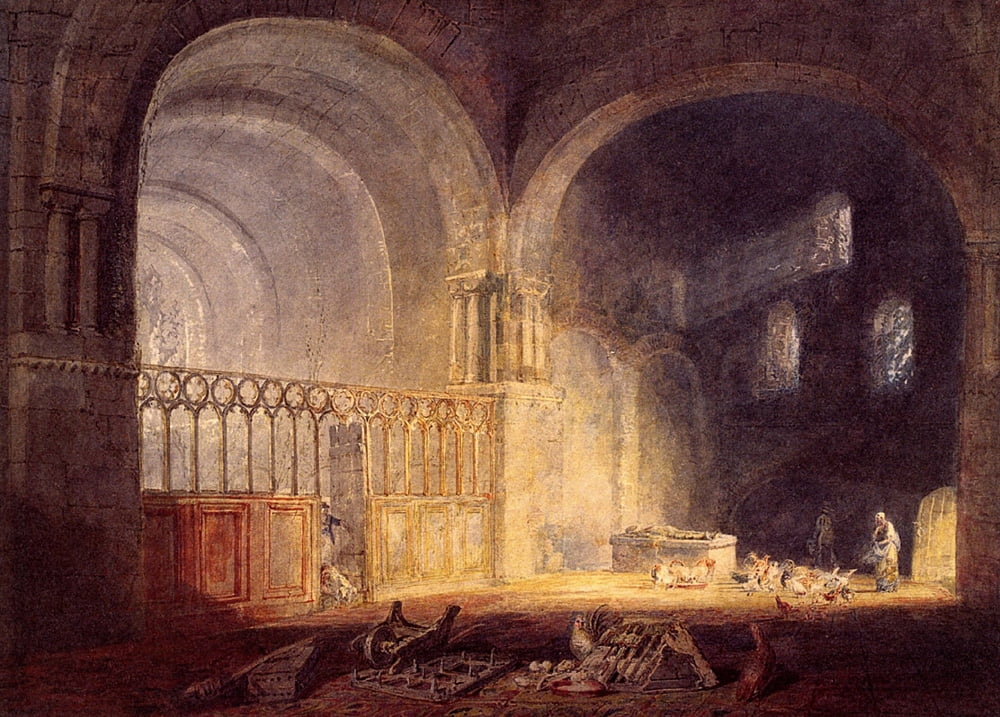Transept of Ewenny Priory Glamorganshire c1797 Canvas Art - JMW Turner (18 x 24)