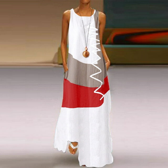 Transer Summer Dress for Women 2022 Women's Plus Size Maxi Dress Casual ...
