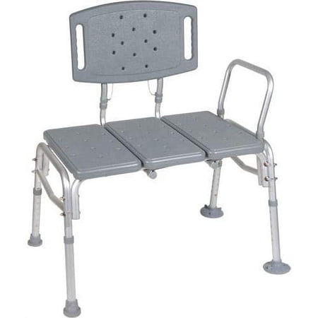 Transfer Bench Adjustable Height, Heavy Duty Bariatric Tub Transfer Bench with Back, Non-Slip Seat, Bath Shower Bench Chair Fits Any Bathroom for Elderly, Disabled, 500 lbs Capacity, Gray