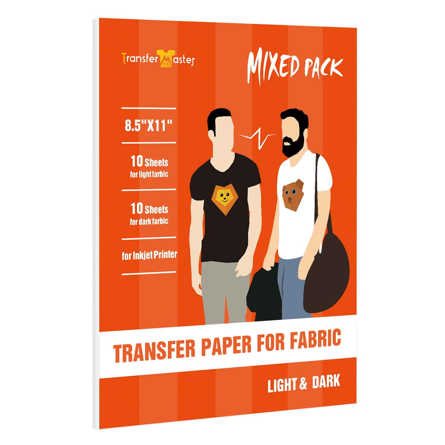 TransOurDream Iron on Heat Transfer Paper for T Shirts (25 Sheets, 8.5x11,  Light 5.0) Printable HTV Heat Transfer Vinyl for Inkjet Printer Iron on