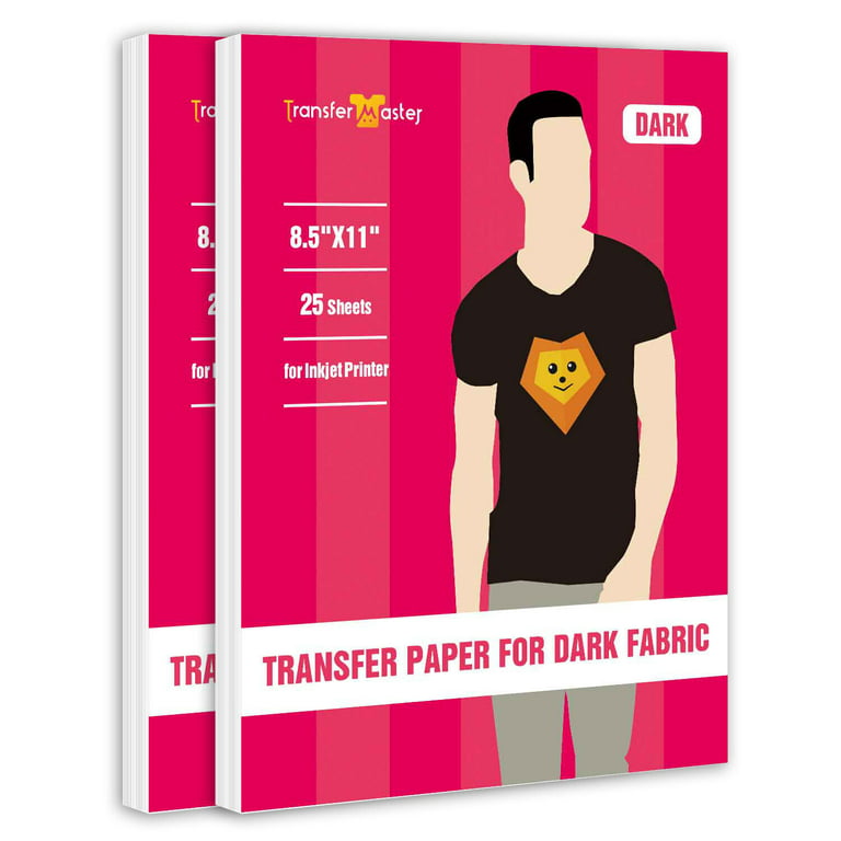 Printers Jack Iron-On Heat Transfer Paper for Dark Fabric 40 Pack 8.3x11.7 T-Shirt Transfer Paper for Inkjet Printer Wash Durable, Long Lasting