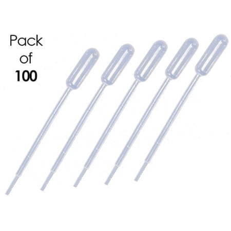Transfer Plastic Pipettes - 5 mL Capacity - Graduated to 1 mL - Large Bulb - Non-Sterile - 100 pcs by Sponix BioRx