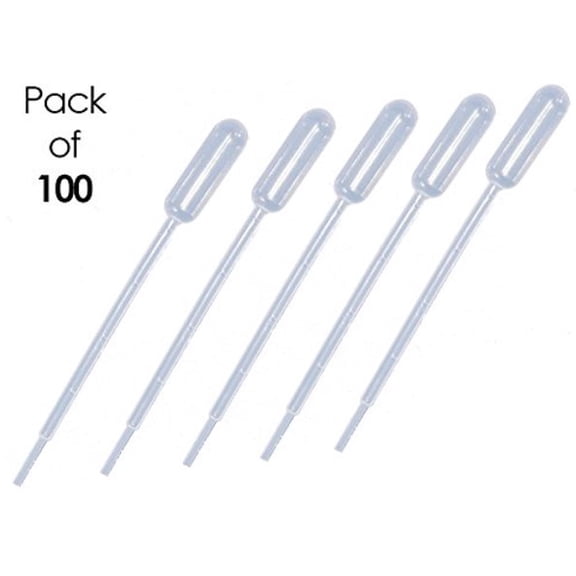Transfer Plastic Pipettes - 5 mL Capacity - Graduated to 1 mL - Large Bulb - Non-Sterile - 100 pcs by Sponix BioRx
