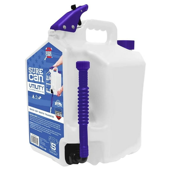 Transfer & Water Dispenser - Multi-Purpose, Durable, and Compact 5 Gallon Water Dispenser, Camping Utility Container (White, SUR-50-U-1)