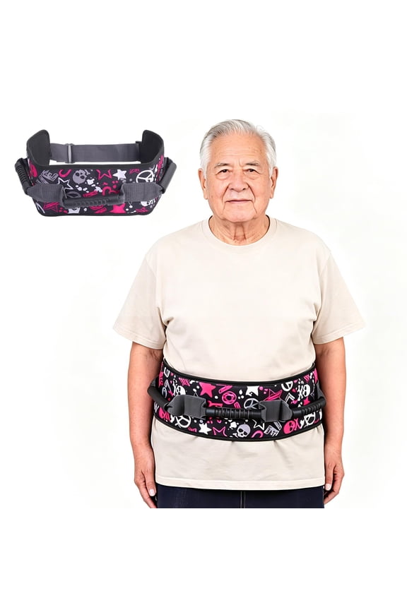 Gait Belt Transfer Belt with 3 Handles, Nursing Safety Patient Assist, Transfer Gate Belts for Lifting Elderly & Patient Physical Therapy, Easy to Use Quick Release Gait Belt for Nursing Use (Pink)