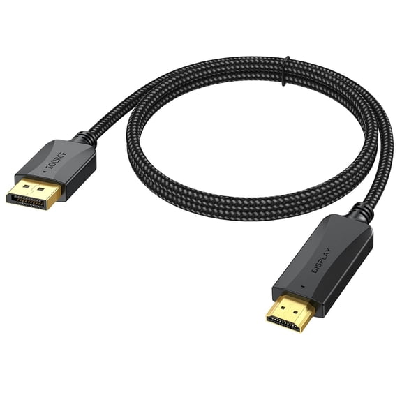 Transfer cable 41.5 feet, short (display port) to cable adapter male to male supporting video and audio, with 4, 2, 1080 for computers, monitors, TVs, projectors - unidirectional