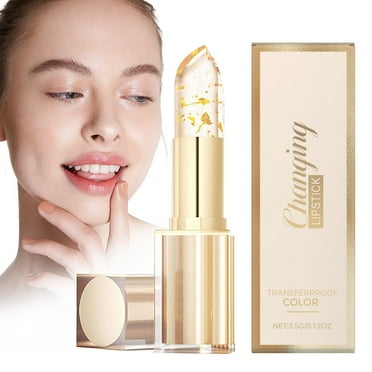 Transferproof Color Changing Lipstick, Color Changing Lipstick Gold Foil for Women, Moisturizing Glossy Shine Lip Gloss, Long Lasting 24 Hours, Deep Nourishing