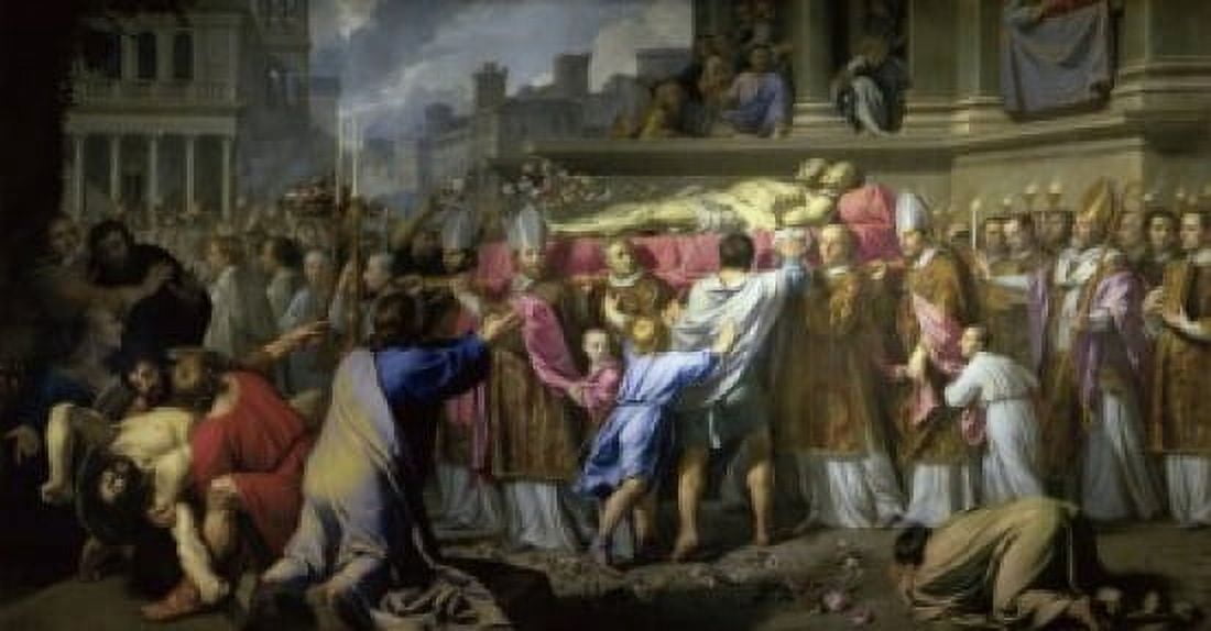 Transferring the Bodies of St Gervase and St Protase Philippe de Champaigne (1602-1674French) Musee du Louvre Paris Canvas Art - Philippe de Champaigne (18 x 24)