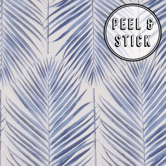 Transform Blue Palm Leaves Peel and Stick Wallpaper