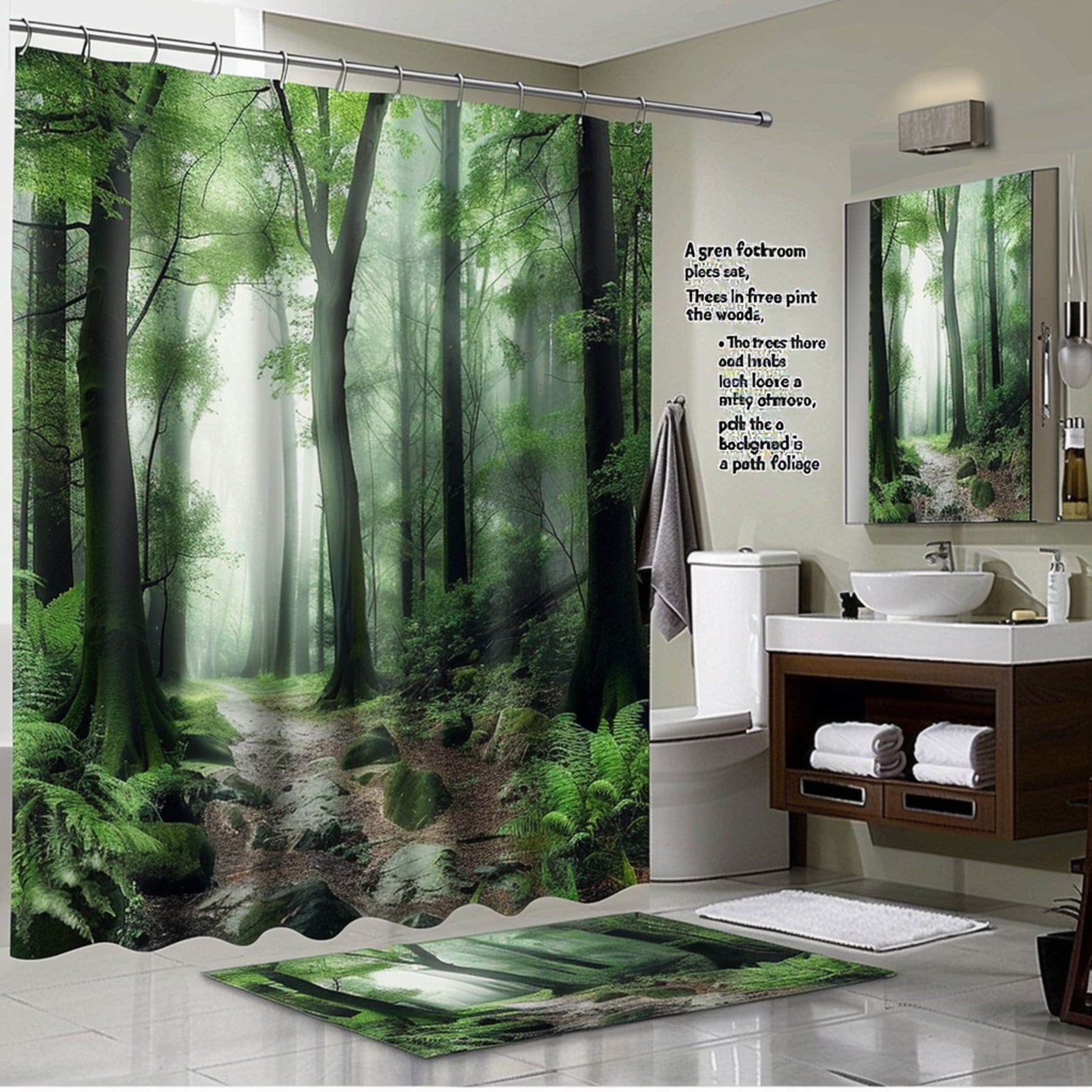 Transform Your Bathroom Into a Forest Oasis with Our Green Forest Scene