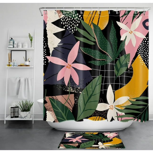 Transform Your Bathroom Oasis: Refreshing Botanical Shower Curtain Set