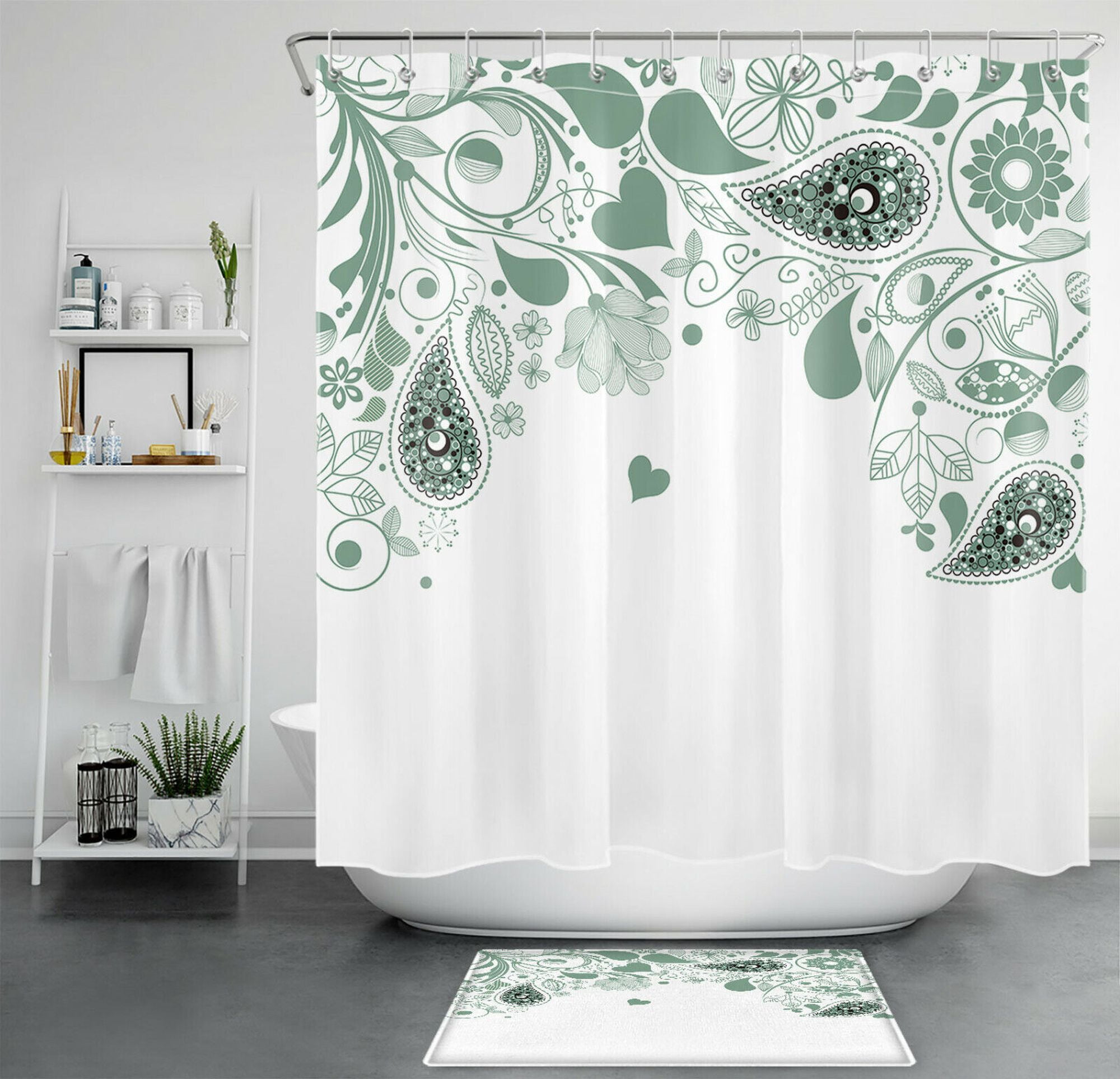 Transform Your Bathroom Oasis with a Green Paisley Shower Curtain Set
