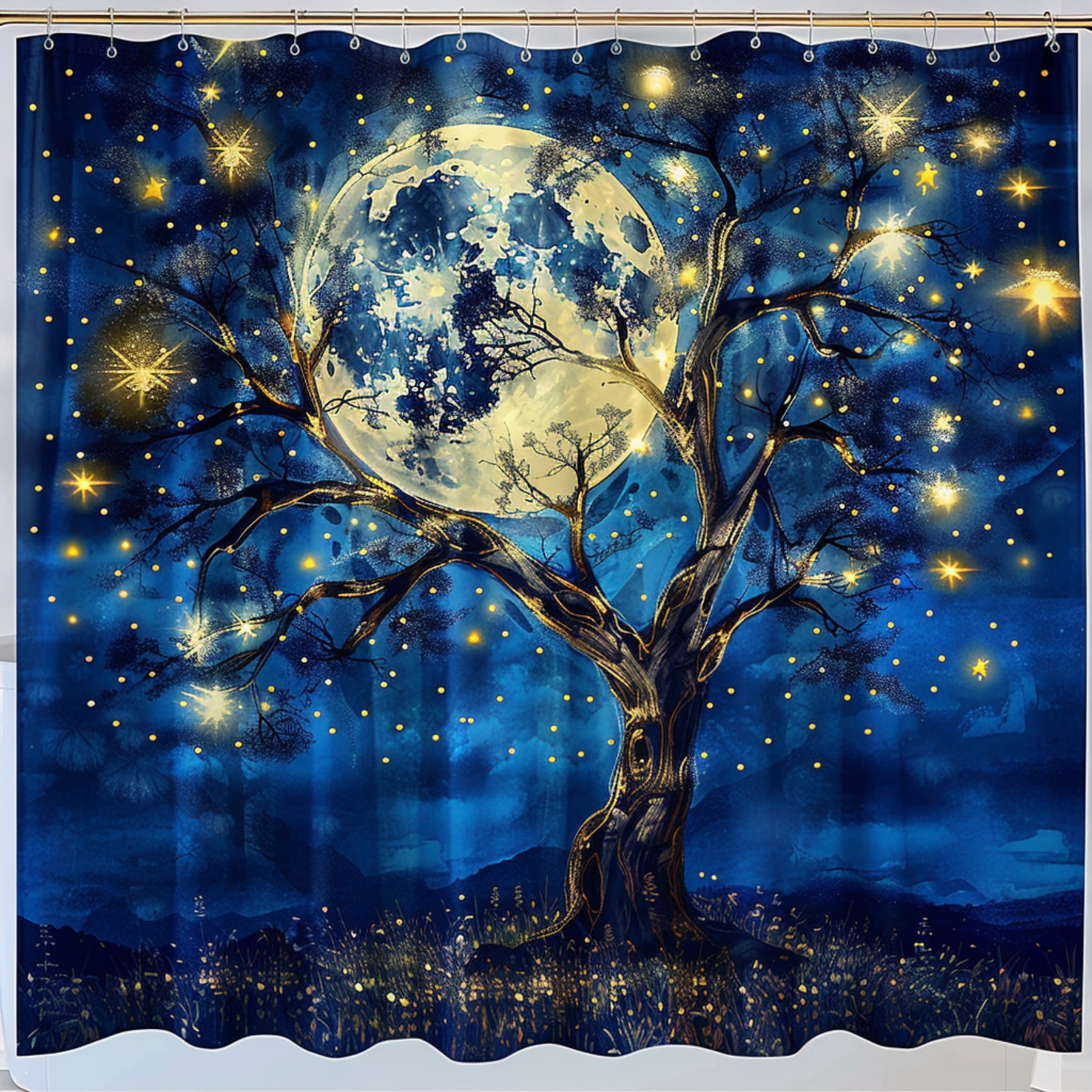 Transform Your Bathroom into a Magical Forest with Our Full Moon Starry