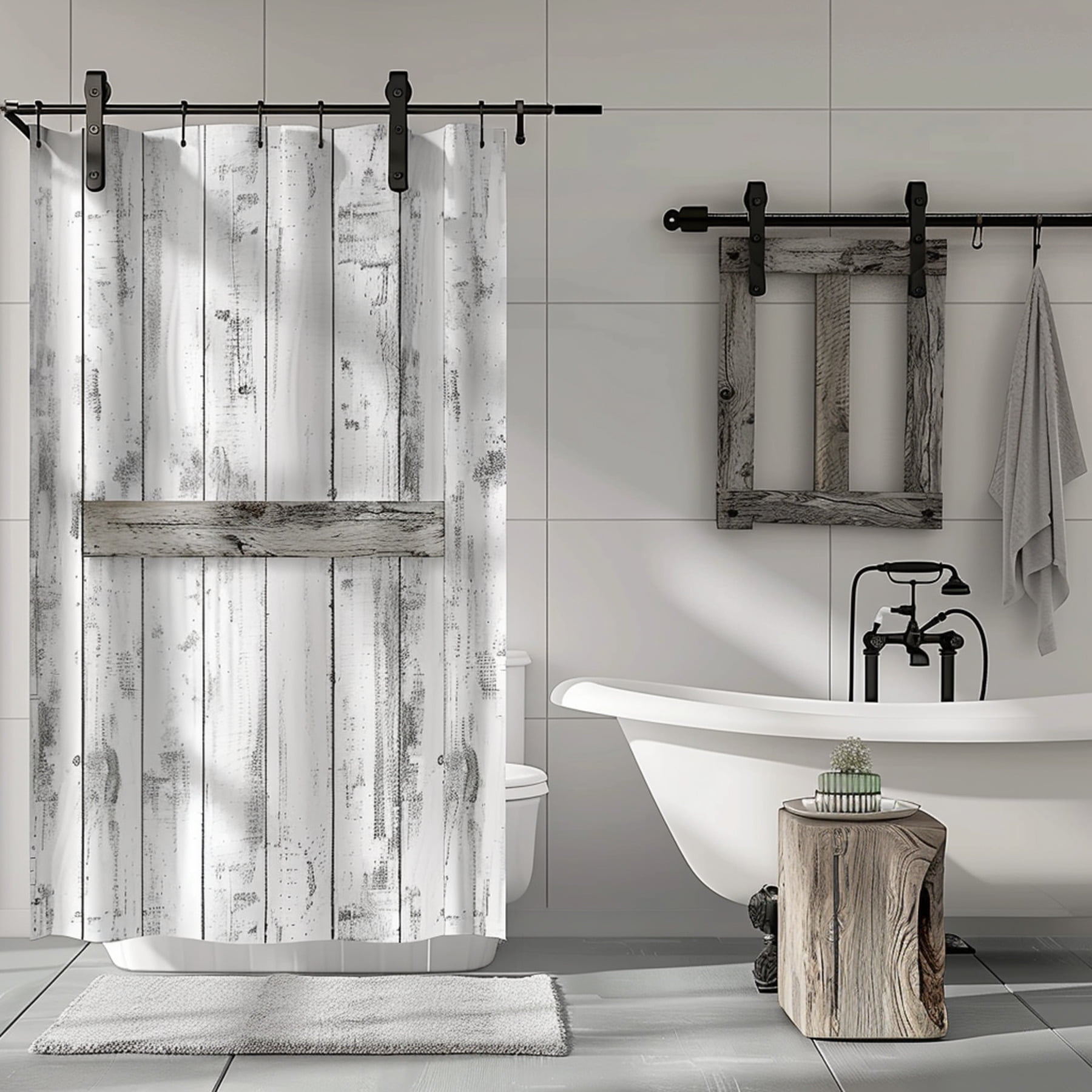Transform Your Bathroom into a Rustic Oasis with Our Grey and White