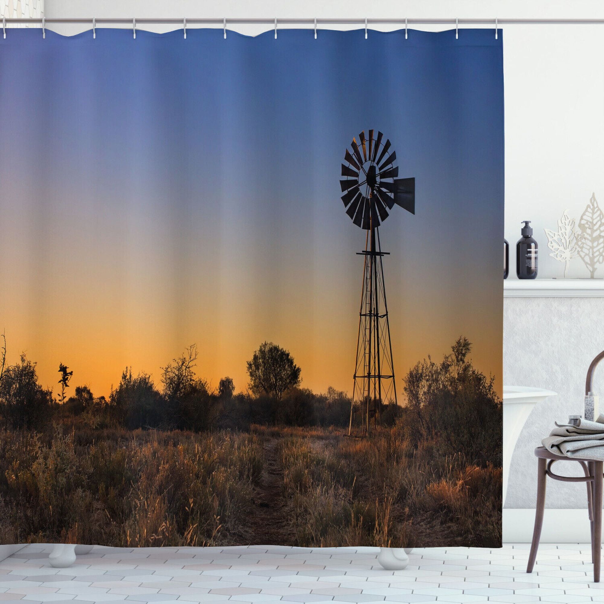 Transform Your Bathroom into a Rustic Retreat with a Windmill Shower Curtain Embrace Nature