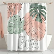 Transform Your Bathroom into a Tropical Oasis with Our Geometric Monstera Leaf Shower Curtain Add a Touch of Boho Chic to Your Home Decor
