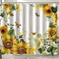 thumbnail image 1 of Cheerful Sunflower and Butterfly Watercolor Shower Curtain Brighten Your Bathroom with Playful Cartoon Style, 1 of 5