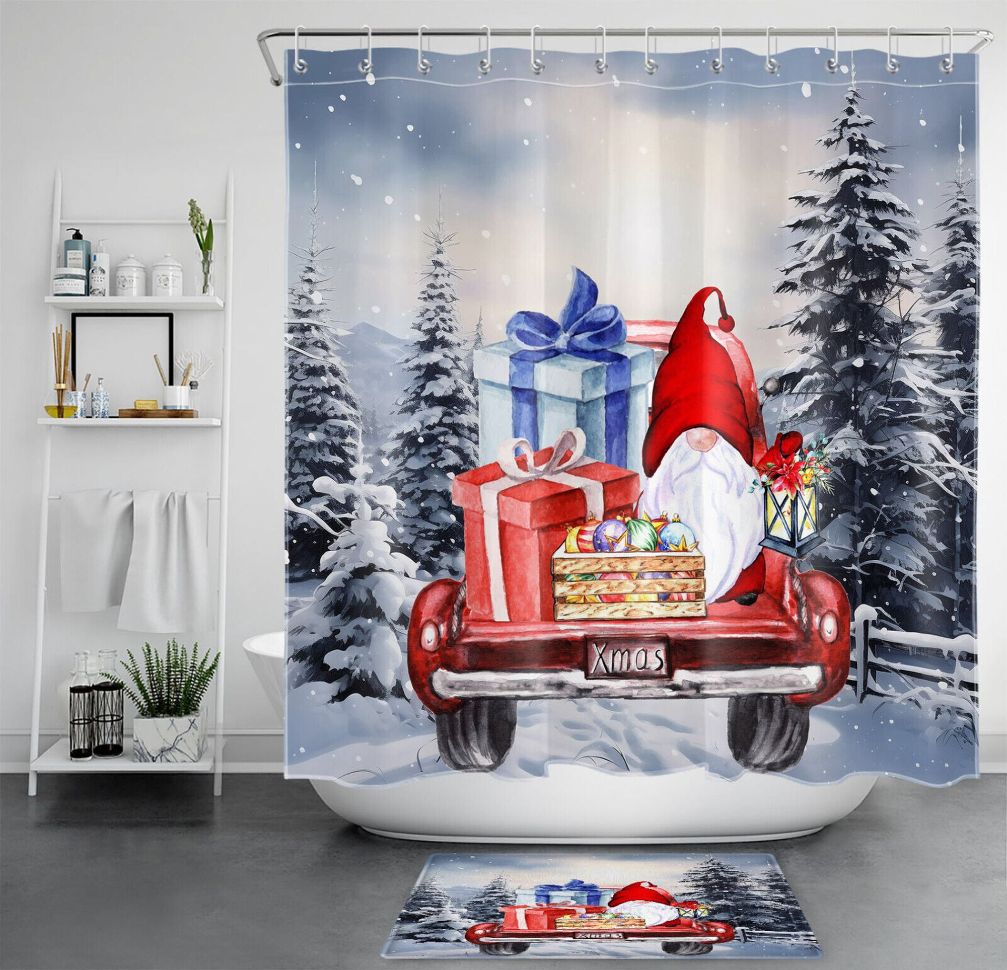 Transform Your Bathroom into a Winter Wonderland with a Charming Red