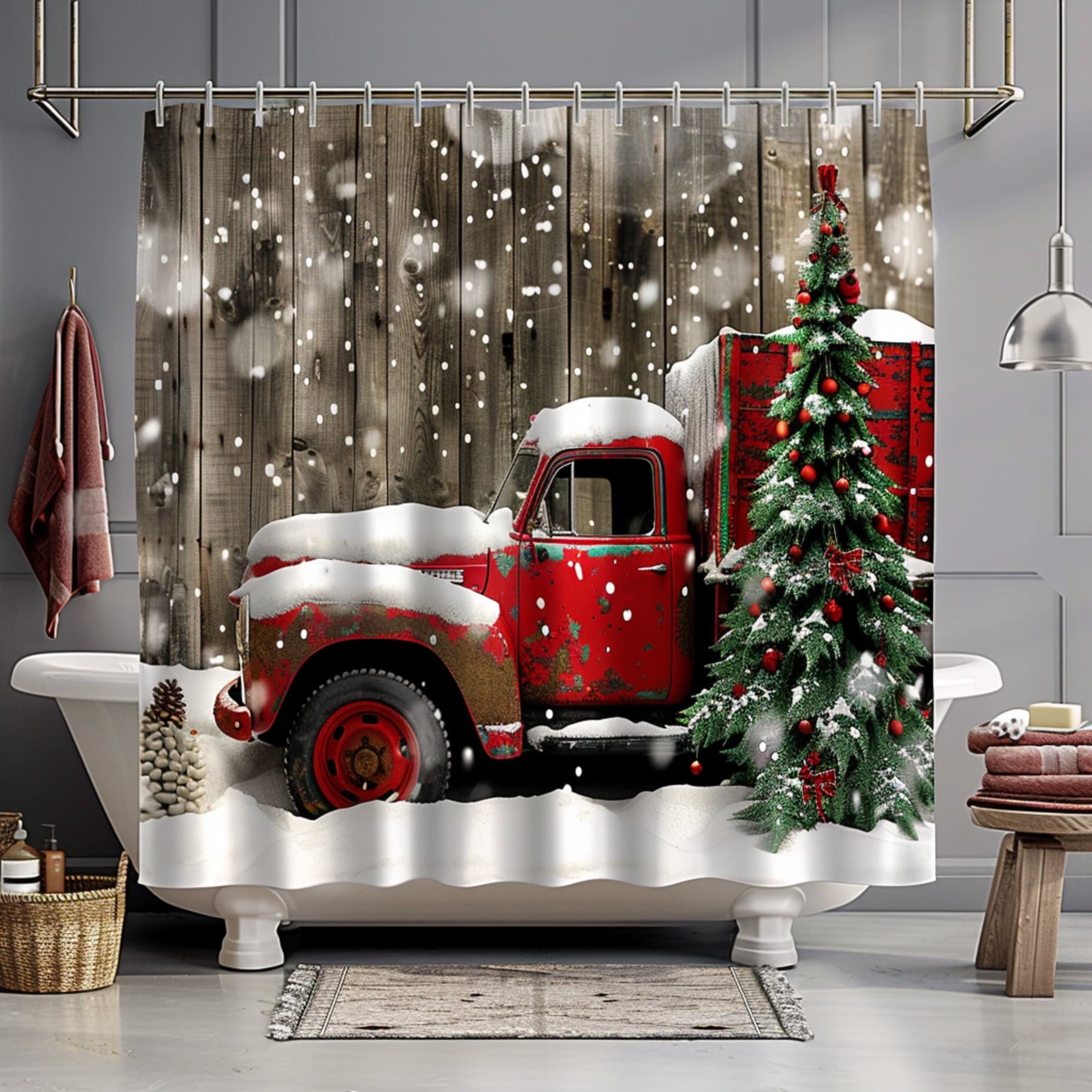 Transform Your Bathroom into a Winter Wonderland with our Vintage Red