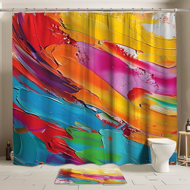 Transform Your Bathroom into an Art Gallery with our Colorful Abstract Shower Curtains Vibrant ...