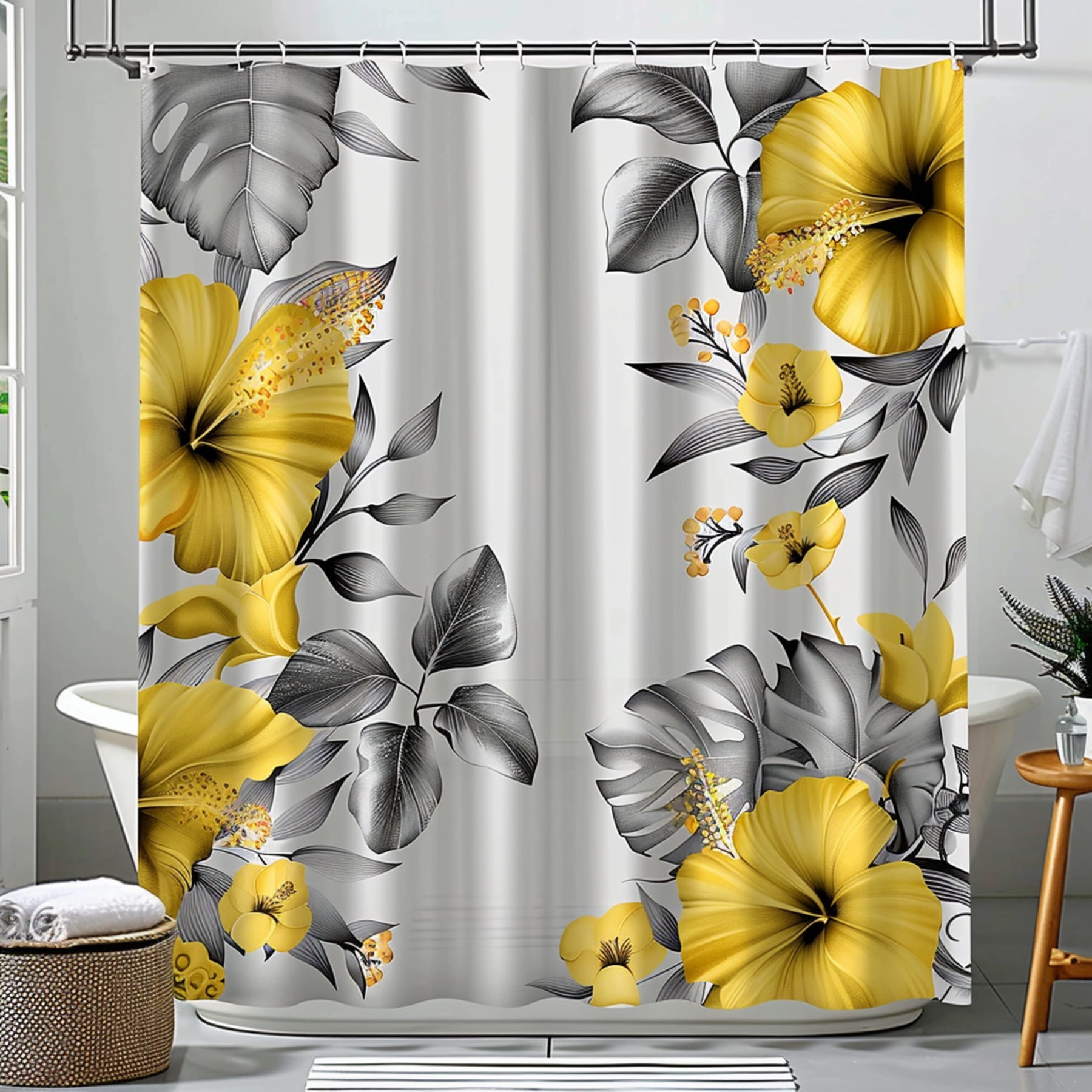 Transform Your Bathroom with Boho Chic Vibes Grey and Yellow Floral