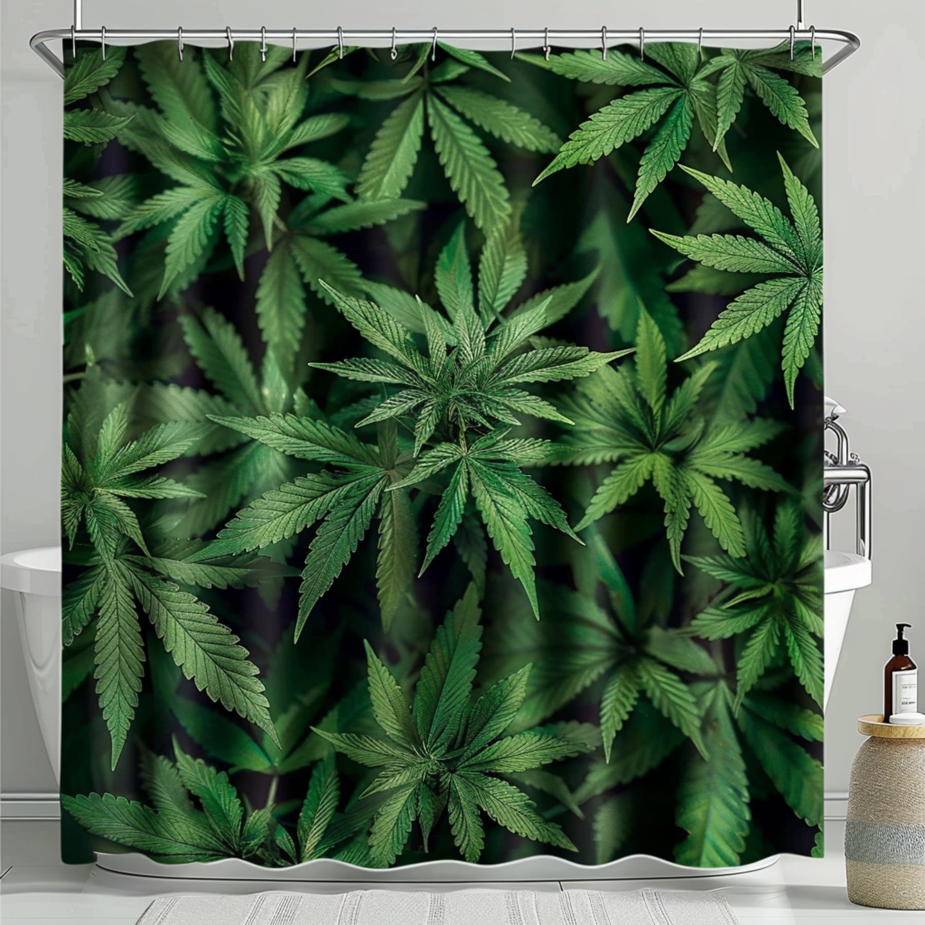 Transform Your Bathroom with Cannabis Plant Shower Curtain Elevate Your