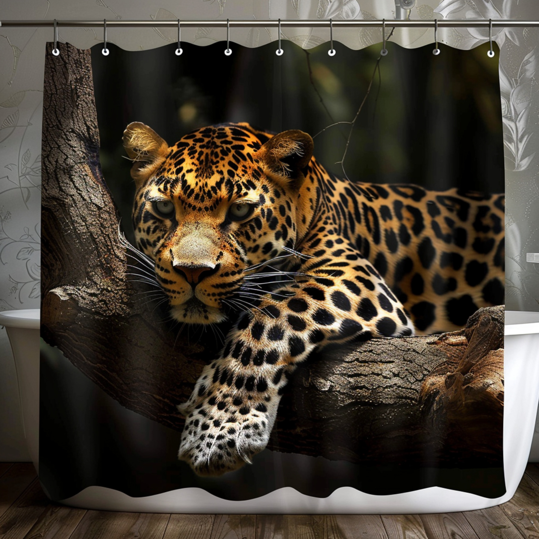 Transform Your Bathroom with Exquisite Leopard Print Shower Curtains Detailed Realistic and