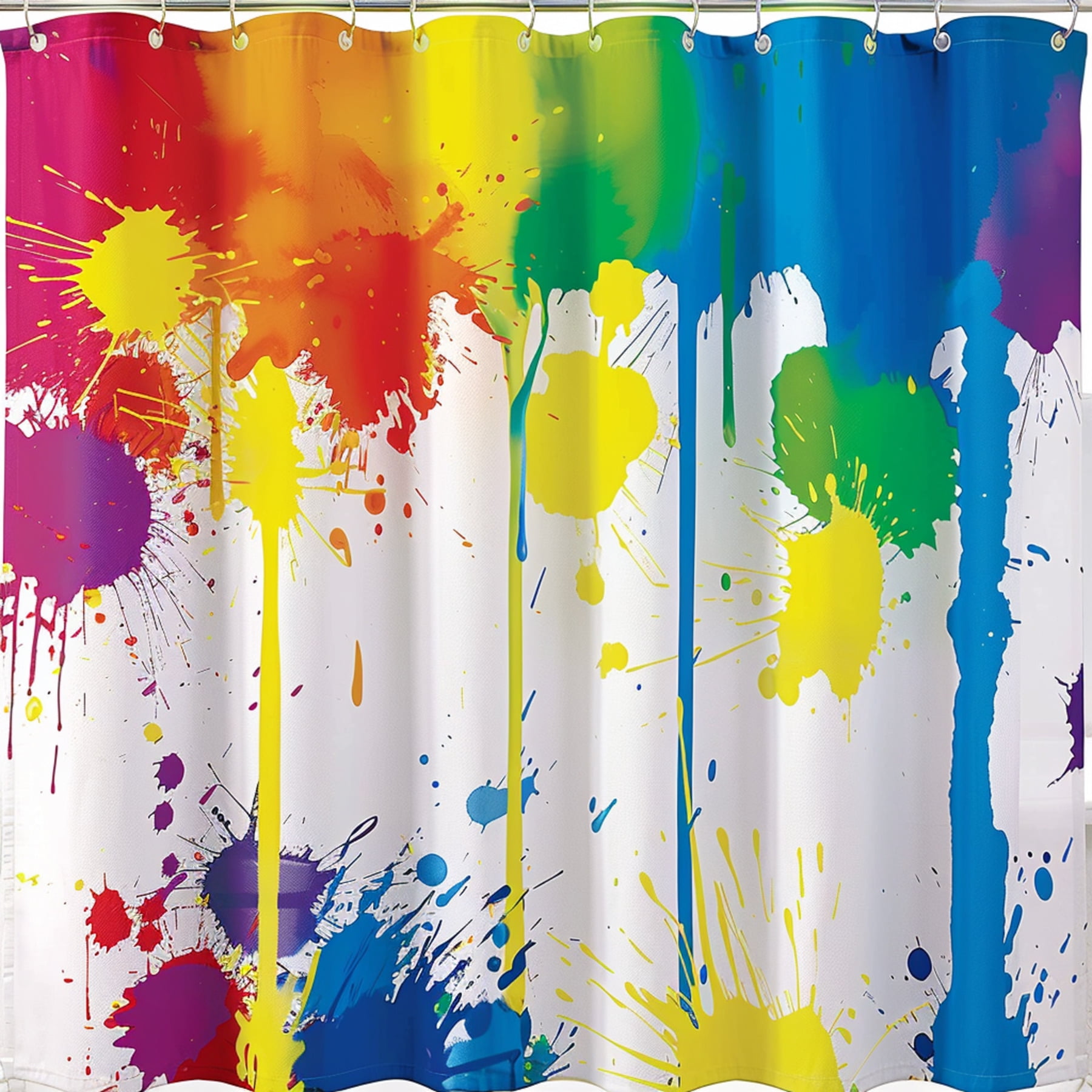 Transform Your Bathroom with Modern Art Vibrant Paint Splatter Shower