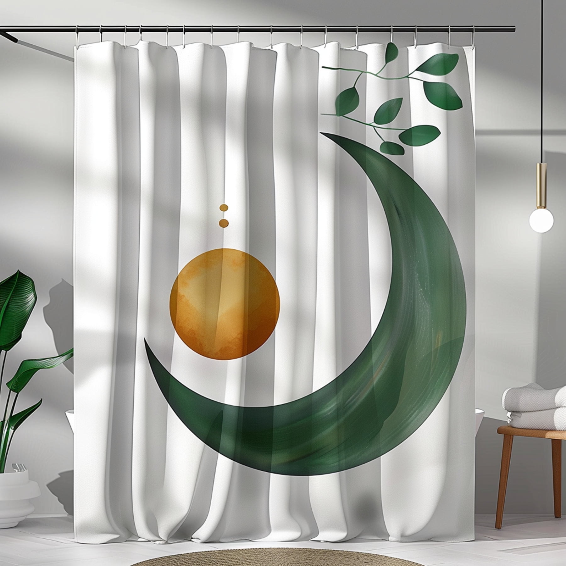 Transform Your Bathroom with a Celestial Touch Crescent Moon and Green