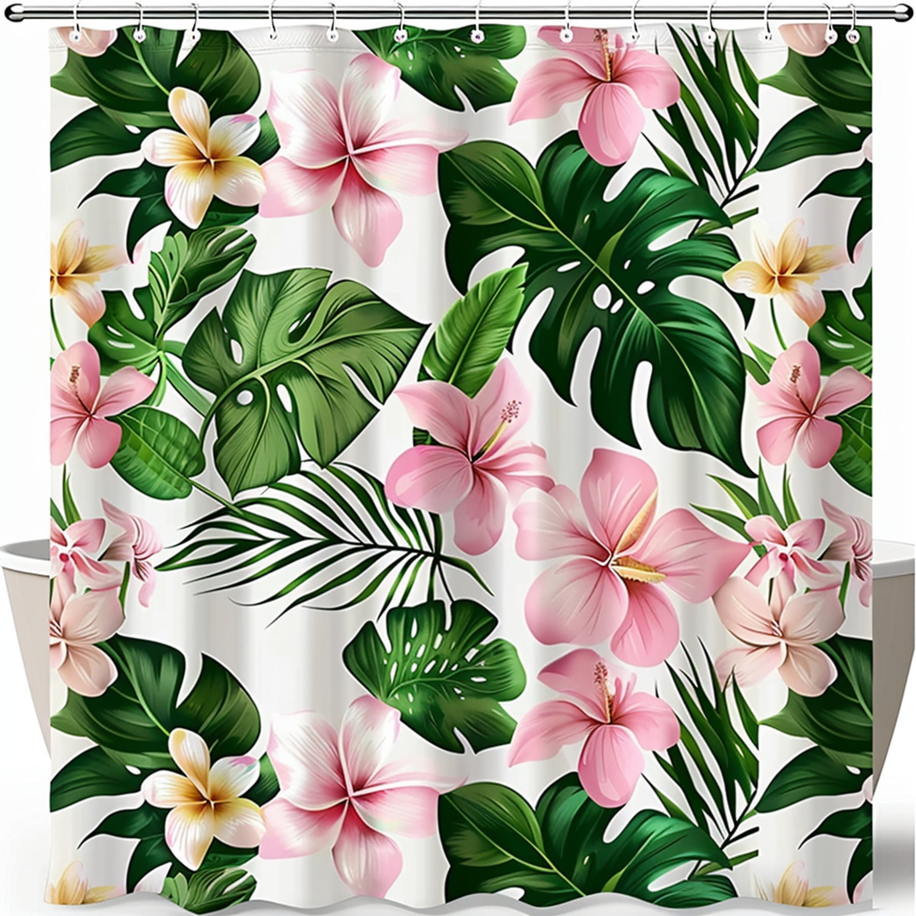 Transform Your Bathroom with a Tropical Pink Green Floral Botanical ...