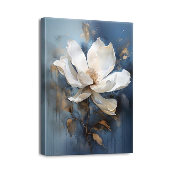 Transform Your Space with Blue Abstract Flower Art Modern Canvas Prints Perfect for Bedroom, Living Room & Home Décor, 12x16 inches